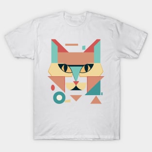 Geometric Cat Face Abstract T-Shirt